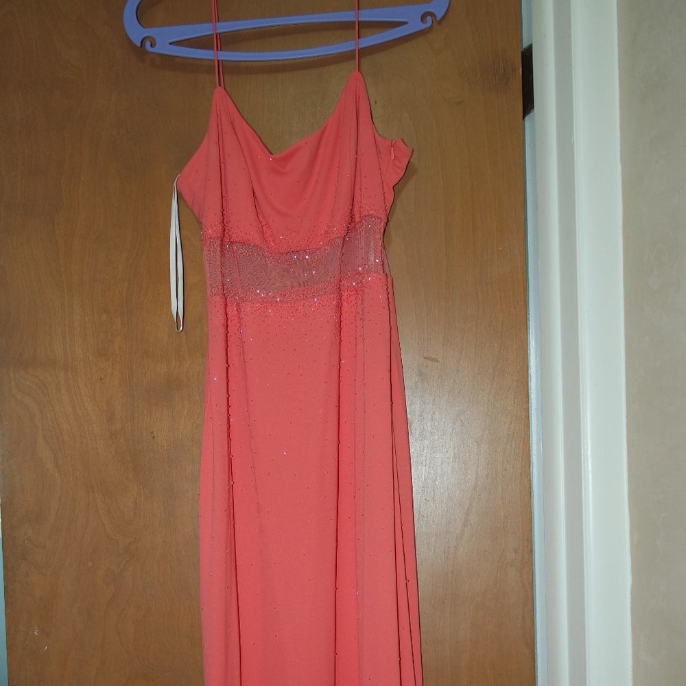 Betsy and Adam Designer Pink Gown Mesh Stomach